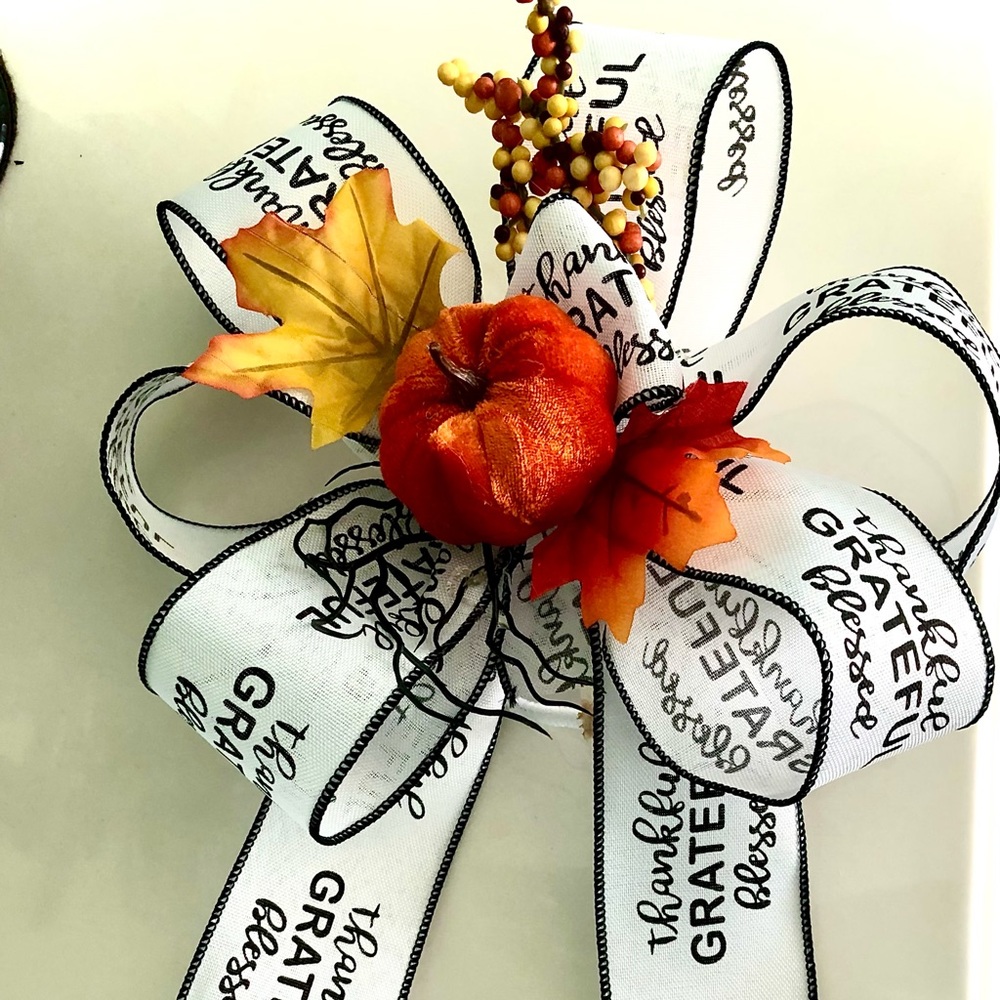 Thankful and Blessed Decorative Bow